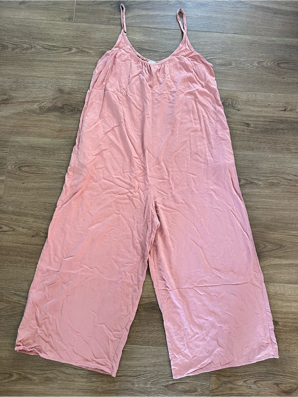 Pink Wide-Leg Jumpsuit Romper with Spaghetti Straps